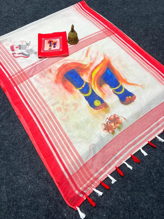 MG 480 Palin Linen Devika Printed Sarees Wholesale Price In Surat